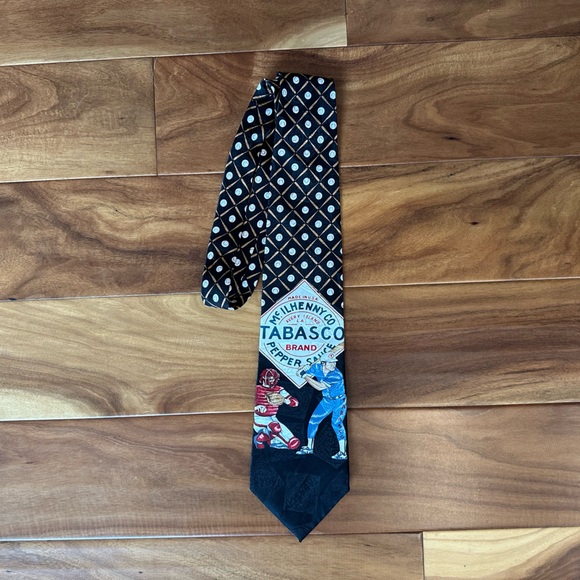 Tabasco Baseball Black and White Silk Necktie - Picture 1 of 4